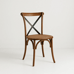 Silla Crossback Madera Rattan - Café Vintage
