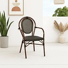Silla Provence Parisina Rattan con reposabrazos - Café Oscuro 4