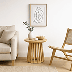 Mesa Redonda de 50 cm Madera Natural con Base Estilo Rejilla - Café 4