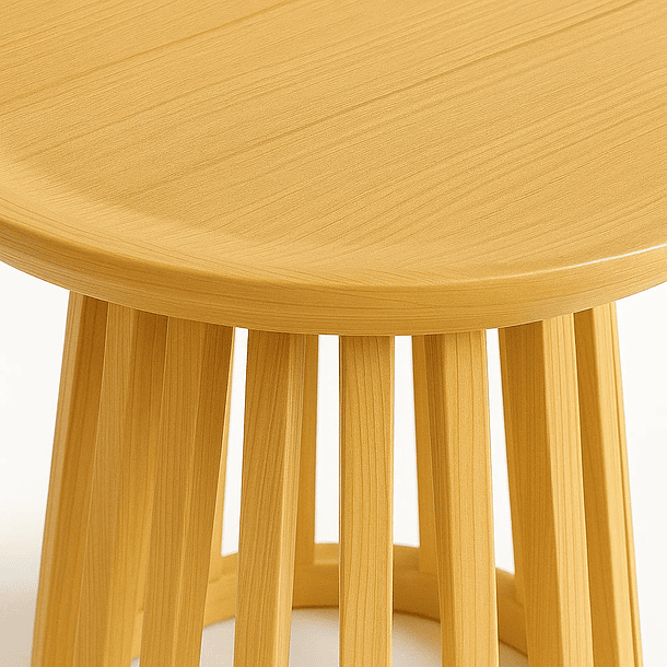 Mesa Redonda de 50 cm Madera Natural con Base Estilo Rejilla - Café 7