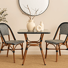 Mesa Bistro Parisina de Vidrio con Metál y Rattan Sintético 4