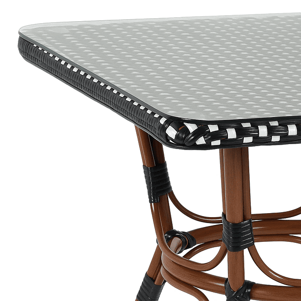 Mesa Bistro Parisina de Vidrio con Metál y Rattan Sintético 7