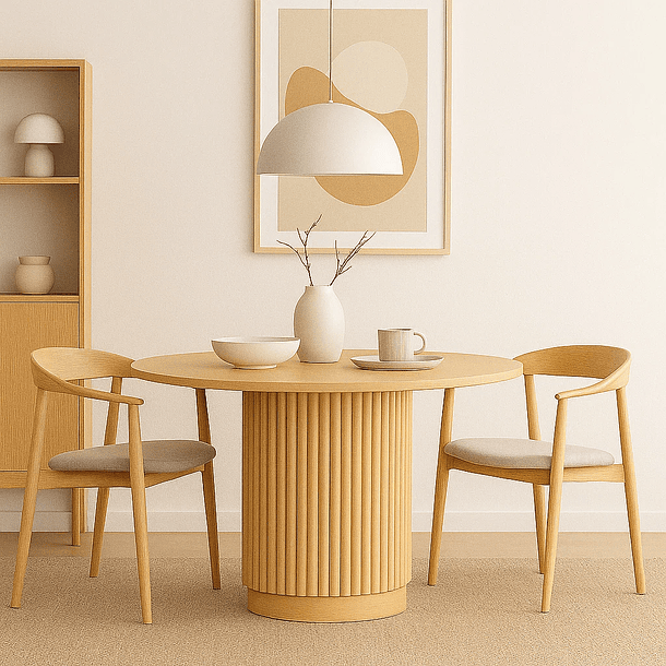 Mesa Redonda Nórdica Armonía de 130 cm Madera Natural - Café 4