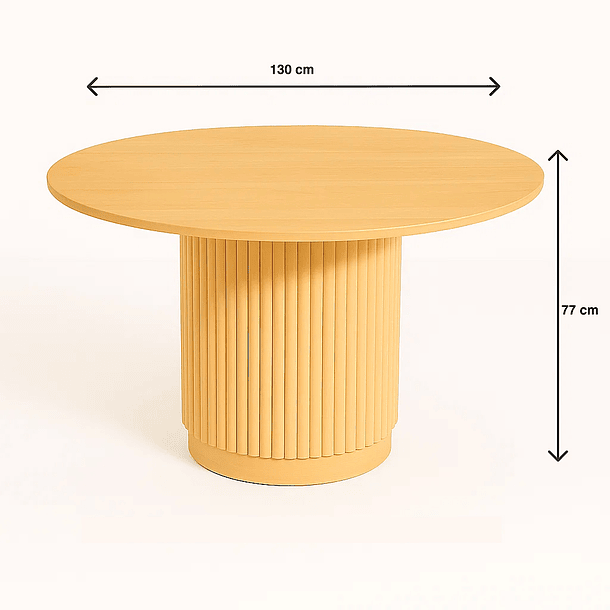 Mesa Redonda Nórdica Armonía de 130 cm Madera Natural - Café 5
