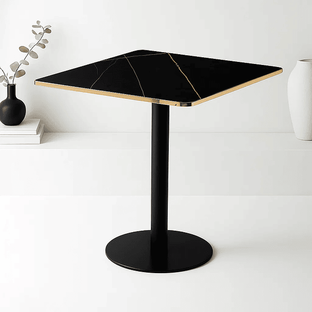 Mesa Luxor de Mdf Efecto Marmol Negro con Dorado 3