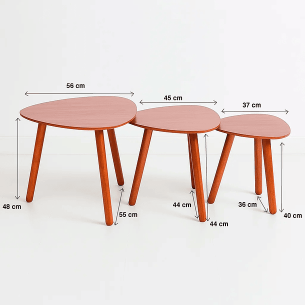 Pack de 3 mesas de centro o laterales madera 5