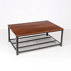 Mesa de centro metal madera oscura walnut enrejada 106x60 2