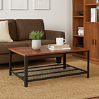 Mesa de centro metal madera oscura walnut enrejada 106x60 4