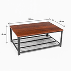 Mesa de centro metal madera oscura walnut enrejada 106x60 5