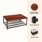 Mesa de centro metal madera oscura walnut enrejada 106x60 6