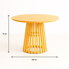 Mesa Redonda de 100 cm Madera Natural con Base Estilo Rejilla - Café 5