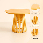 Mesa Redonda de 100 cm Madera Natural con Base Estilo Rejilla - Café 6