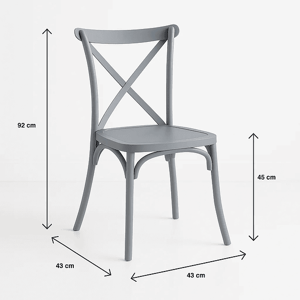 Silla Crossback Danubio de Terraza Exterior o Comedor - Gris 5