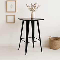 Mesa Tolix de bar o terraza o restaurant 105 cm de alto 60x60cm - Negra