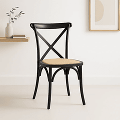 Silla Crossback Madera Rattan Negra