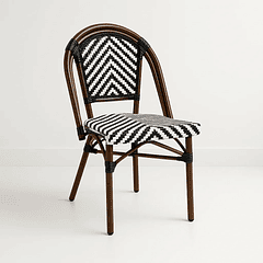 Silla Bistro Parisina Rattan - Blanca con negro