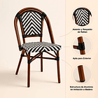 Silla Bistro Parisina Rattan - Blanca con negro 6