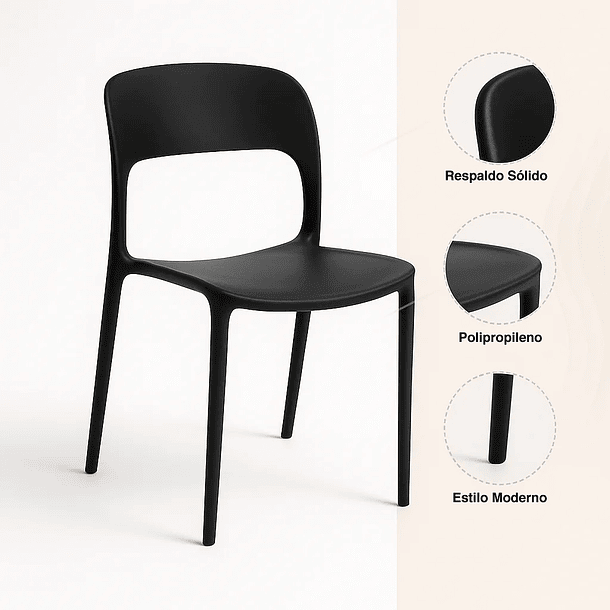 Silla de Comedor o Terraza Alto Tráfico Kentucky - Negra 5