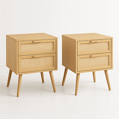 Pack de 2 Velador Eames Mesh Doble - Madera Clara