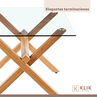 Comedor mesa de vidrio cross 140x90 + 6 sillas Crossback Madera 7