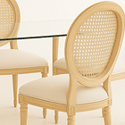 Comedor Mesa de Vidrio Rectangular Nórdica 140x90 cm + 6 Silla de Madera Acolchada Luis XV 8