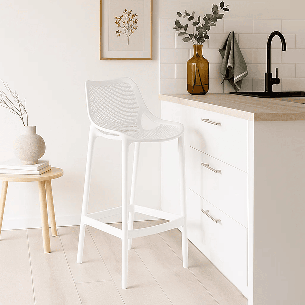 Taburete Piso de Bar Terraza Exterior Air Berlín - Blanco 3