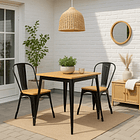 Silla Tolix de Comedor o Terraza Exterior con asiento de madera Clara - Negra 4