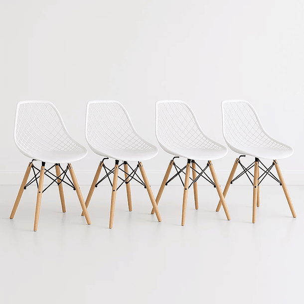 Pack de 4 Sillas Eames Enrejada Mesh - Blanca 1