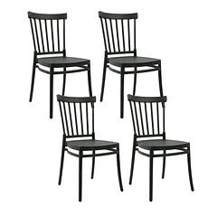 Pack de 4 Sillas Windsor Polipropileno - Negras