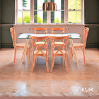 Comedor Mesa de Vidrio Rectangular 120x80 + 6 Silla Crossback Madera 2