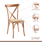 Comedor Mesa de Vidrio Rectangular 120x80 + 6 Silla Crossback Madera 3