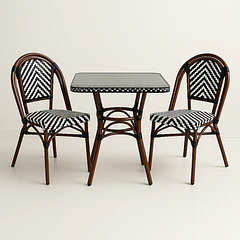 Comedor de una Mesa + 2 Sillas Parisinas - Blanco y Negro