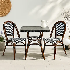 Comedor de una Mesa + 2 Sillas Parisinas - Blanco y Negro