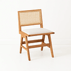 Silla Aura de Rattan con Asiento de Tela - Natural Beige 1