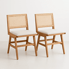 Pack de 2 Sillas Aura de Rattan con Asiento de Tela - Natural Beige 1