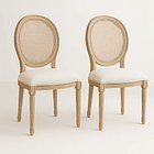 Pack de 2 Sillas de Comedor Madera Acolchada Luis XV 1