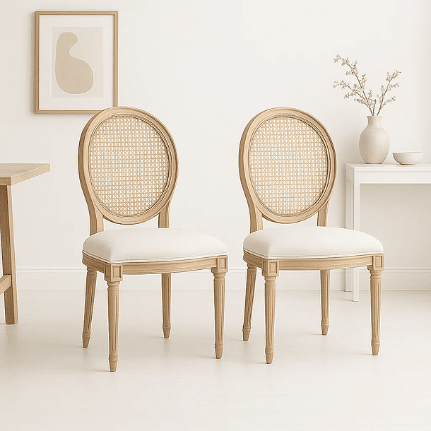 Pack de 2 Sillas de Comedor Madera Acolchada Luis XV 2