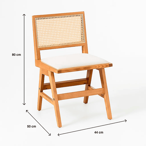 Silla Aura de Rattan con Asiento de Tela - Natural Beige 4