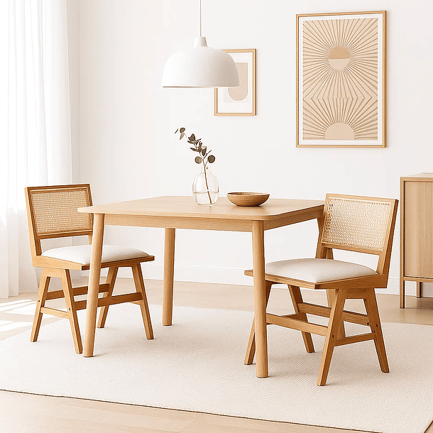 Pack de 2 Sillas Aura de Rattan con Asiento de Tela - Natural Beige 2