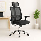 Silla de oficina mesh negra ejecutiva con apoyabrazos y cabeza 3