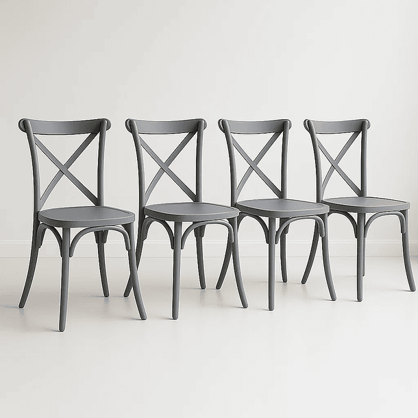 Pack 4 Sillas de Terraza o Comedor Crossback Danubio - Gris 1