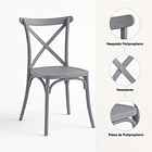 Pack 4 Sillas de Terraza o Comedor Crossback Danubio - Gris 5