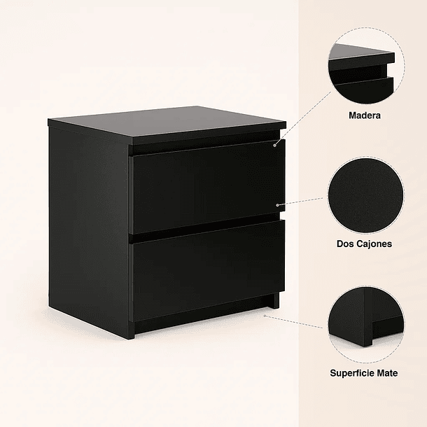Pack de 2 Veladores Cajon Doble Minimal Oscuro 5