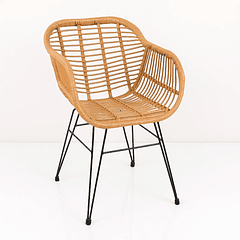 Butaca con Apoyabrazos de Terraza Rattan Grecia Color Madera
