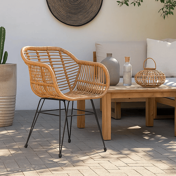 Butaca con Apoyabrazos de Terraza Rattan Grecia Color Madera 6
