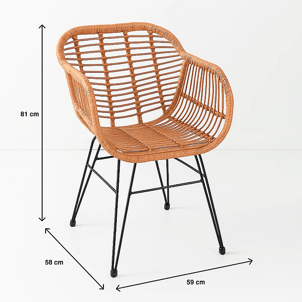 Butaca con Apoyabrazos de Terraza Rattan Grecia Color Madera 8