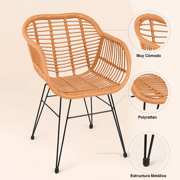 Butaca con Apoyabrazos de Terraza Rattan Grecia Color Madera 9