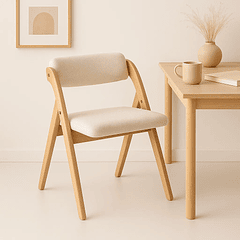 Silla Betlahem de madera plegable acolchada - Beige - Beige