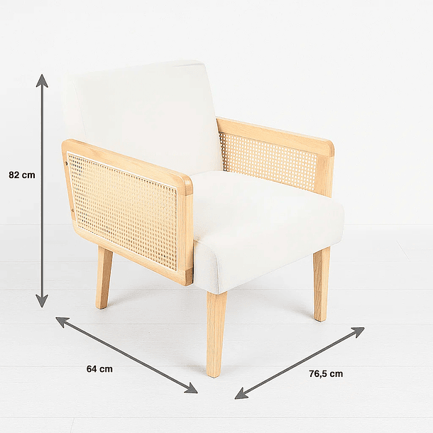 Sillon madera rattan relaxia  - Blanco 6