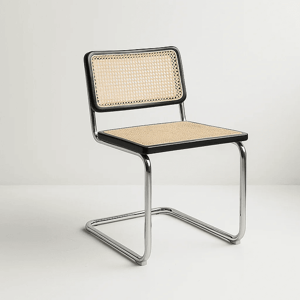 Silla Breuer Madera y Rattan - Negra 2